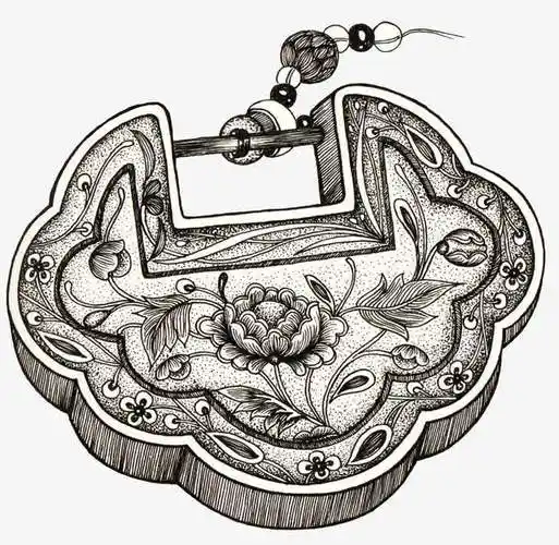 手绘平安锁素材免费下载_觅元素