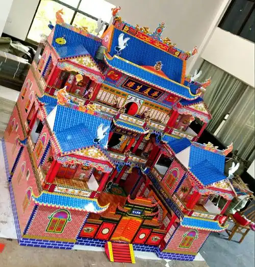 纸工艺殡葬用品百丧事纸扎活灵房冥屋别墅厂家店铺直销四合院楼房