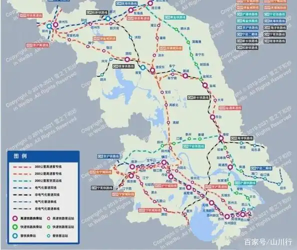 江苏省铁路运营示意图(来源见水印)