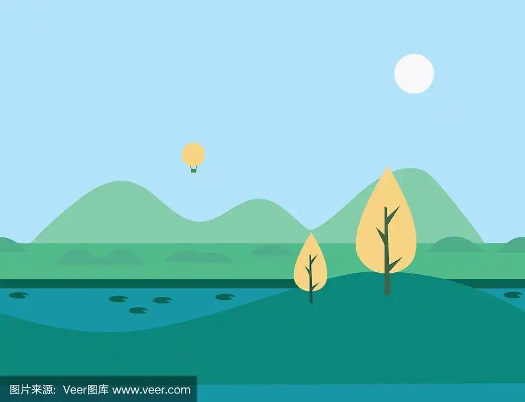 无缝卡通自然河流景观