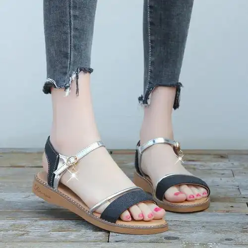 婕秘韩版凉鞋初高中女学生少女孩子中大童甜美2021新款夏平底百搭参数