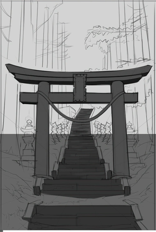 风景照手绘临摹 | 日本鸟居