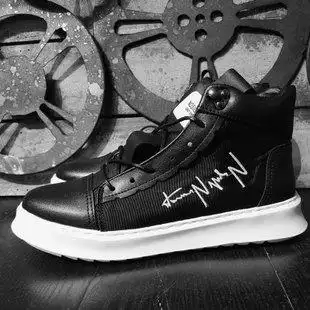 个性英文刺绣高帮鞋运动鞋ifashion男鞋