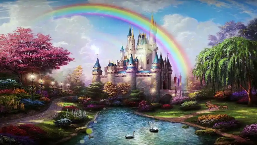 舞台素材-梦幻彩虹城堡高端舞台开场视频背景素材-92素材网