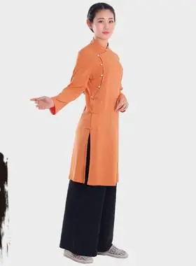 佛系衣服女秋冬尼姑服素衣禅意中国风拜佛衣服女套装传统文化服装