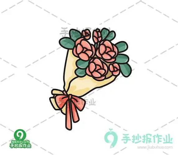 给妈妈的鲜花简笔画步骤一束花简笔画图片教程手捧着鲜花简笔画