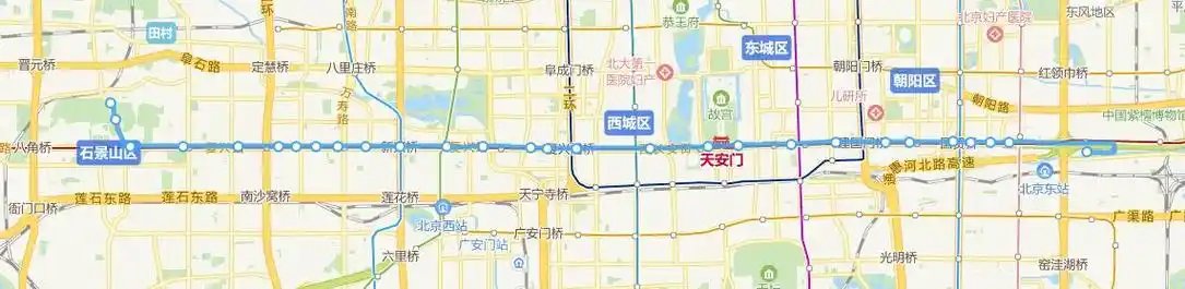 北京公交1路共设29座车站;其中,往四惠枢纽站方向设站27座,往老山公交