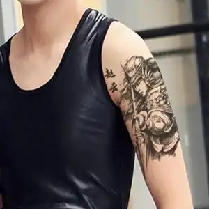 中国风纹身贴赵云防水持久仿真男女花臂图腾贴纸半臂逼真刺青半臂