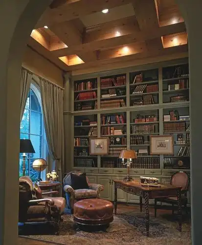 美式风格书房吊顶美式风格书桌装修效果图