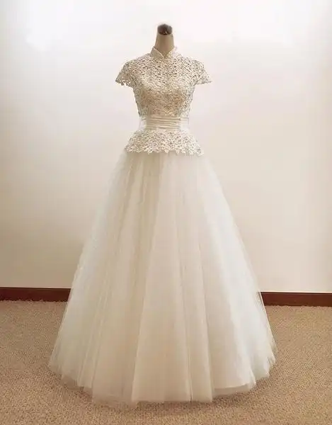 新款抹胸婚纱奢华立体蕾丝中式旗袍改良宫廷经典齐地婚纱礼服定制