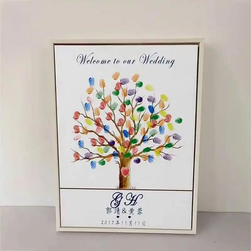 用这个指纹树手印画,让我的婚礼签到变得更有创意!同学签到本, - 抖音