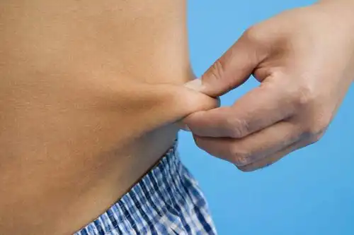 腹部,肥胖,一个人,站,摸,捏,横图,室内,特写,白天,正面,亚洲,仅一个