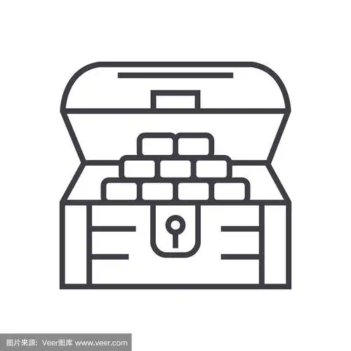 百宝箱,胸部,绘画插图,矢量,线图标