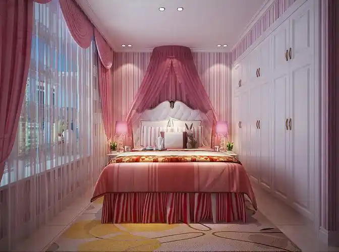 这是我们家小公主的房间啦,小女儿喜欢兔子,爸爸专门给她做成了粉色