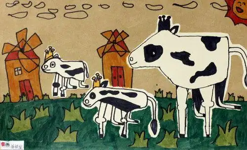快乐小牛/少儿绘画作品/儿童画/网络美术馆_中国少儿美术教育网