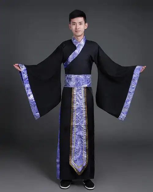 新款古装服装男汉服男士曲裾臣子官服汉朝大臣书生汉服直裾深衣