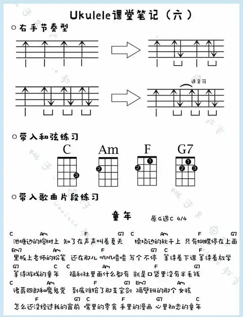 【桃子鱼仔ukulele教室】第六课-民谣扫弦&弹唱《童年》