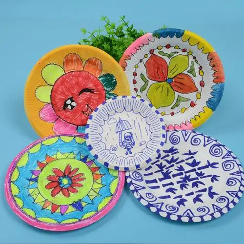 圆纸盘 立体白胚托幼儿园手工绘画纸盘diy环境布置装饰用品材料