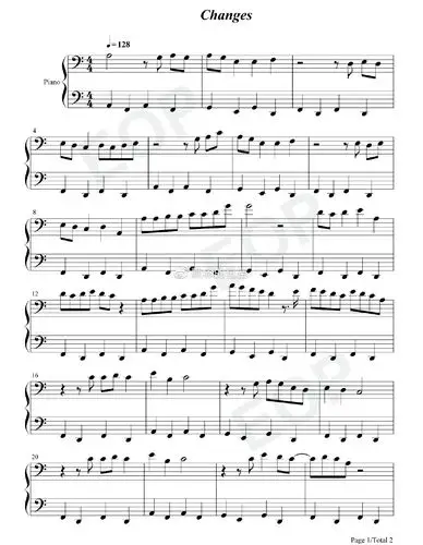 钢琴谱双手简谱双版本justinbieberchanges