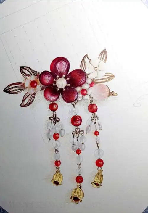 彩铅饰品梅花珠钗