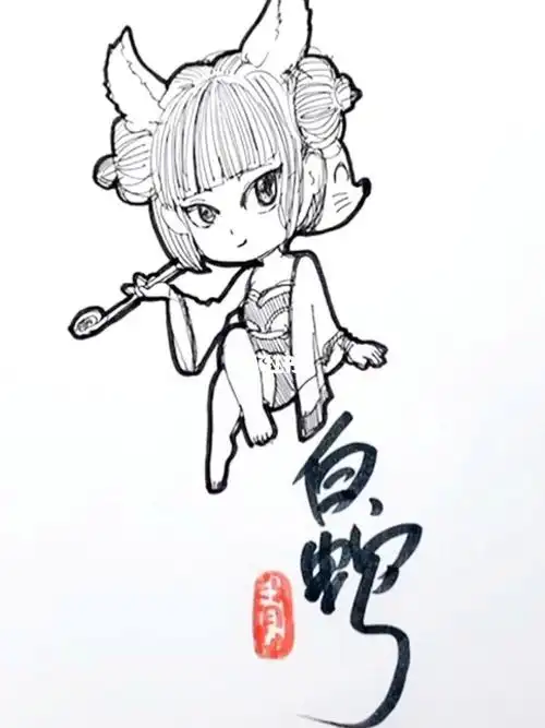 今天教大家如何描图白蛇2青蛇劫起宝青坊主手绘画笔简笔画