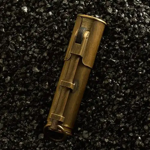 纯铜子弹壳手工改装纯铜煤油打火机老式复古创意做旧拉丝古董火机