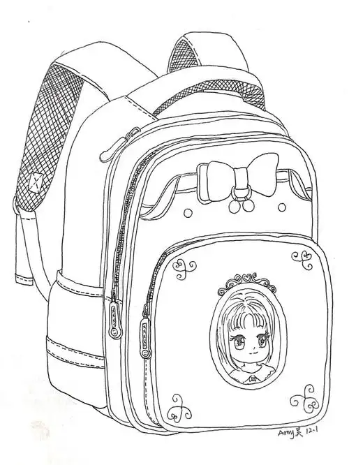 线描书包写生