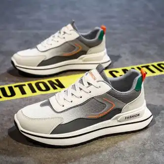 李寜男鞋秋冬季百搭旅游运动鞋休闲跑步老爹男款潮鞋跑步鞋男板鞋米灰