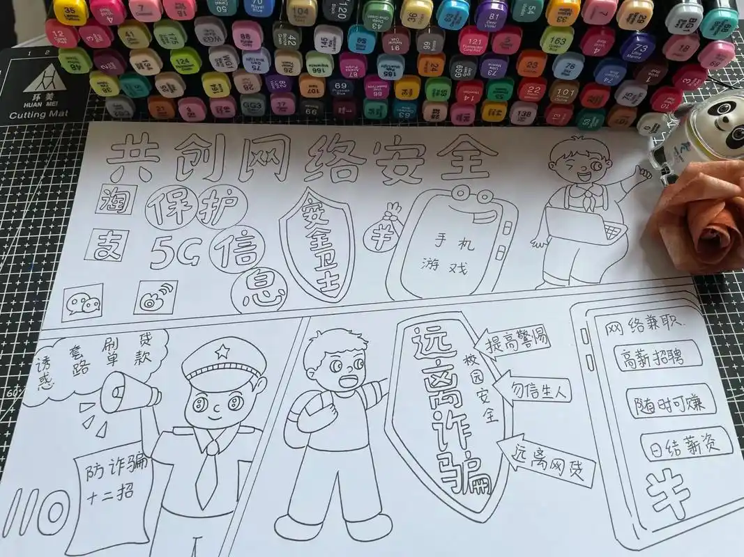 共创网络安全主题绘画.
