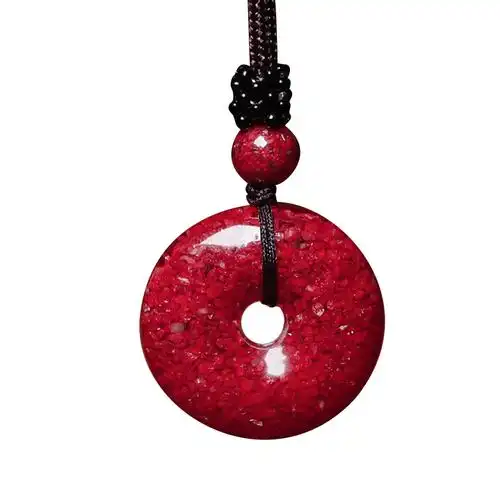 黔红天然朱砂原石晶体紫金透光平安扣吊坠男女项坠