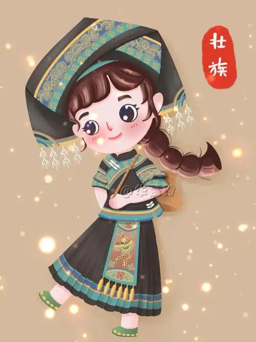 临摹请私信或@本人哦#原创插画  #少数民族  #preatcreat画画  #壮族