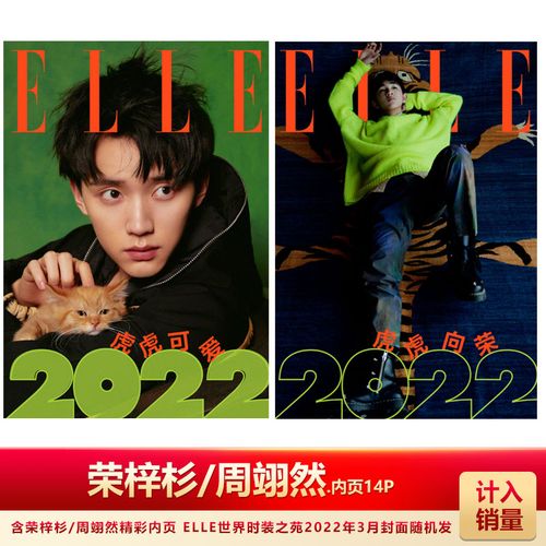 计入销量 elle世界时装之苑杂志2022年3月含荣梓杉/周翊然内页 封面