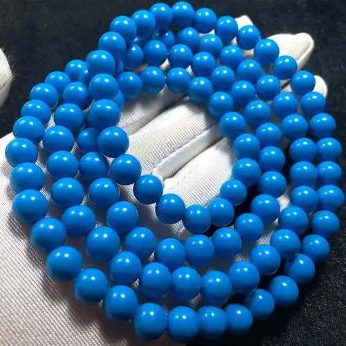 精选好礼天然绿松石佛珠手链108颗天然高瓷蓝松石手链男女款古风松石