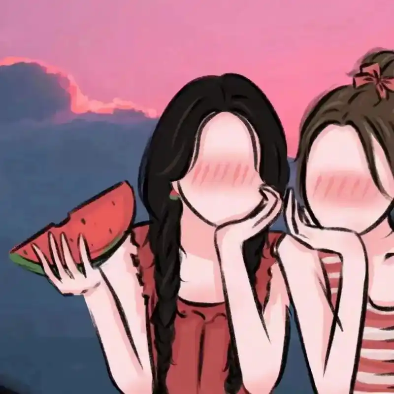 夏日闺蜜头像#女生头像手绘 #姐妹头像 #闺蜜头像 - 抖音