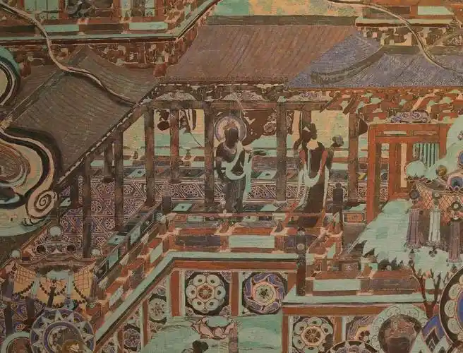 古壁丹青——壁画中的古建筑元素_敦煌莫高窟_甘肃_画面