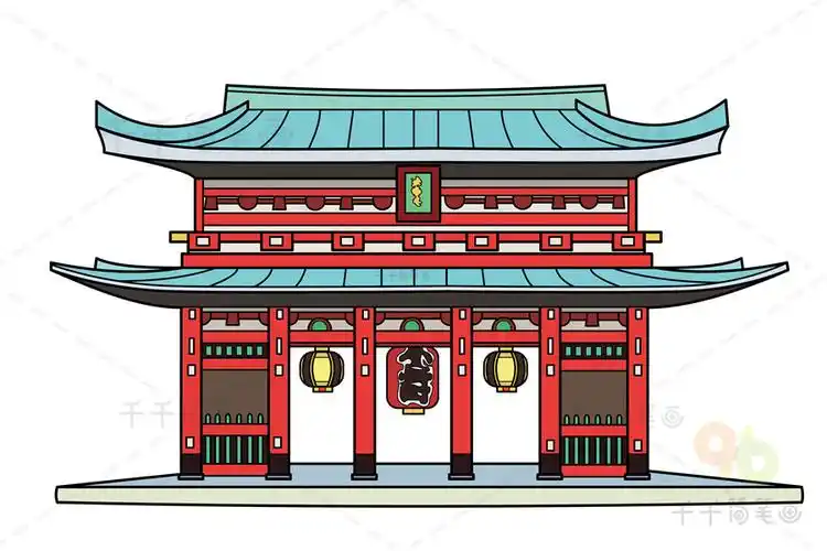 东京浅草寺简笔画