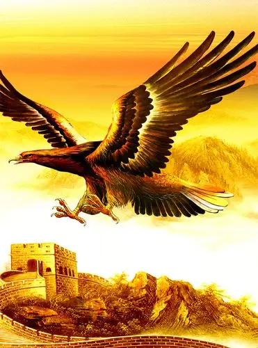 钻石画新款大展宏图雄鹰展翅万里长城贴魔方