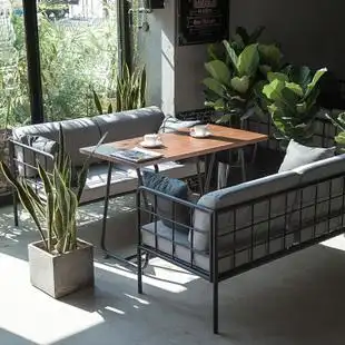 星巴克卡座西餐咖啡厅餐桌椅双人铁艺沙发酒吧服装店接待商务组合