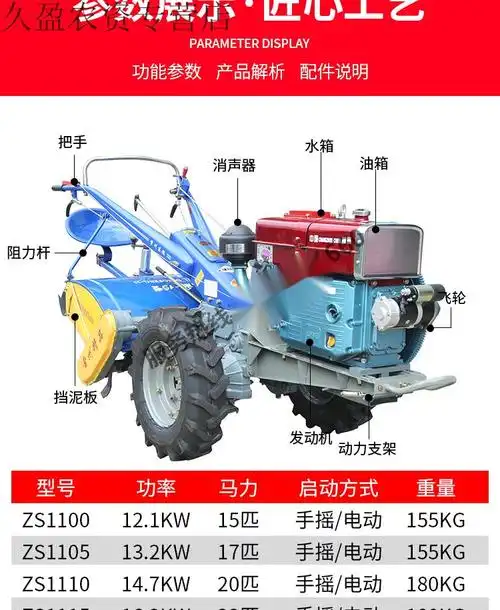 常州东风型农用151手扶拖拉机15-22马力旋耕机开沟机水田旱田大棚 手