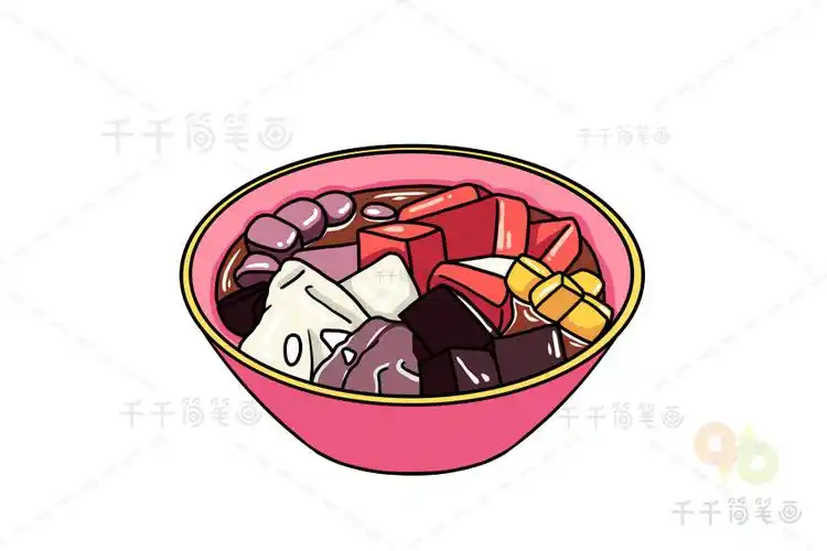 福建闽南美食四果汤简笔画
