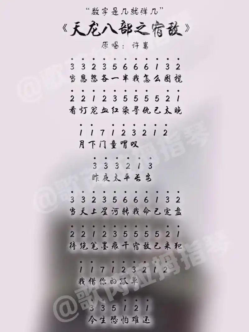 卡林巴拇指琴简谱分享合集.#图文扶持计划入口 《天龙八部之宿 - 抖音