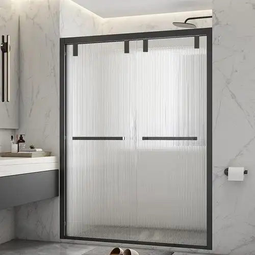 长沙实木淋浴隔断干分湿移动推拉门玻璃卫生间门极简厕所不锈钢门