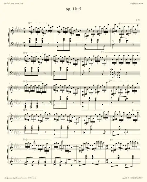 钢琴谱:chopin.肖邦 练习曲 op.10 no.5 黑键