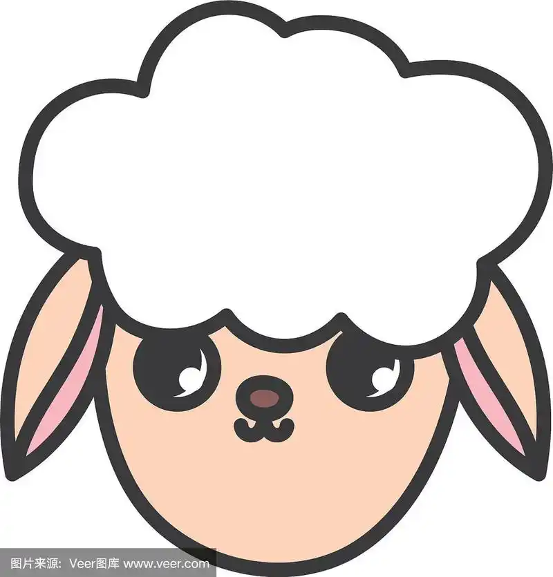 羊头动物卡通在白色的背景