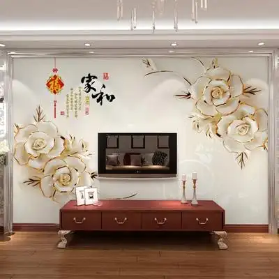 500人付款淘宝电视背景墙壁纸5d立体客厅简单大方家装大气墙布3d墙纸
