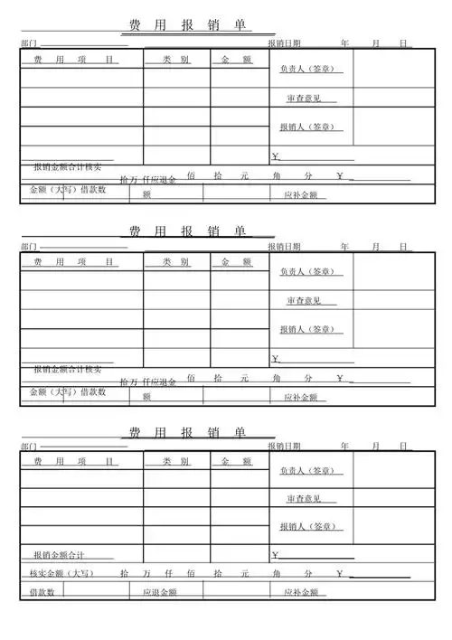 费用报销单模板