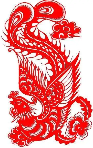 中国民间剪纸艺术图案大全凤戏牡丹