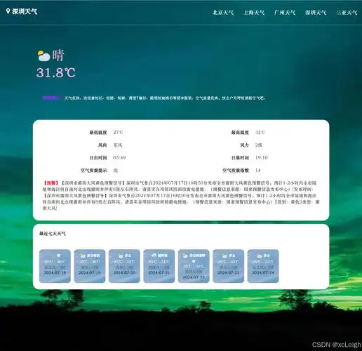 html5实现好看的天气预报网站源码