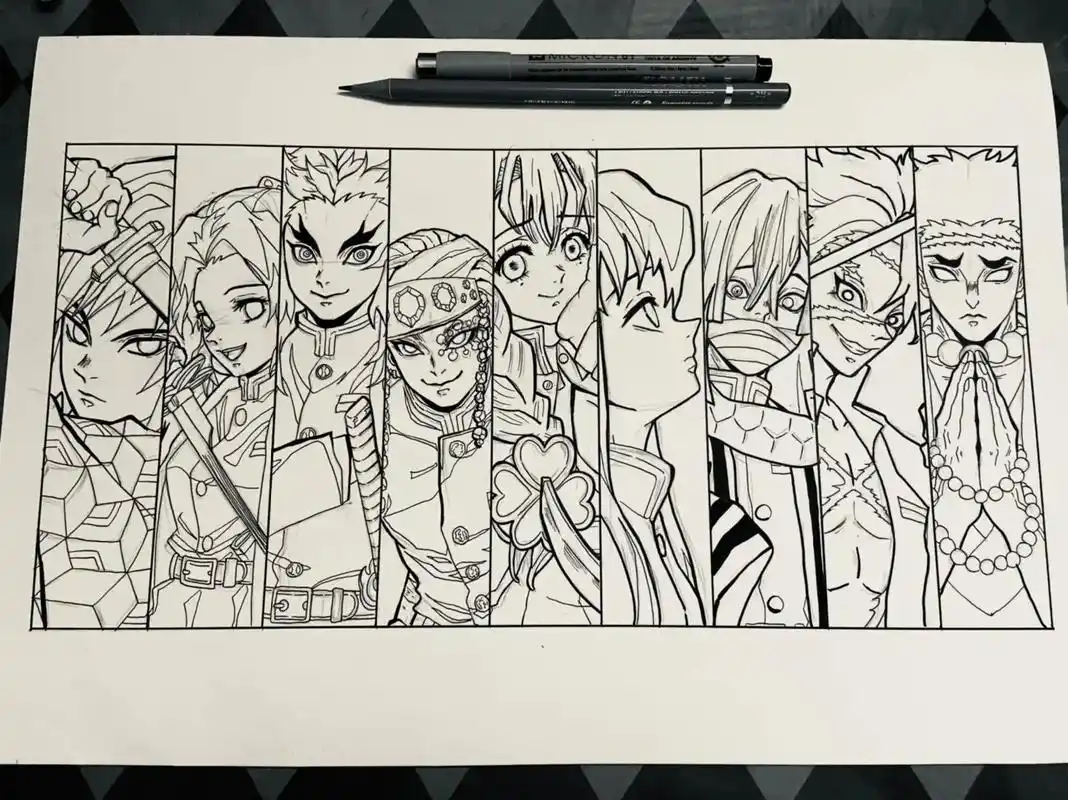 没有文案 #鬼灭之刃 #九柱 #手绘 #线稿 - 抖音