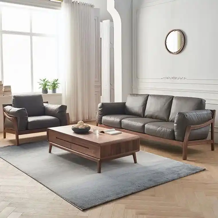 可定制北美黑胡桃木沙发北欧客厅轻奢家具新中式实 - 抖音